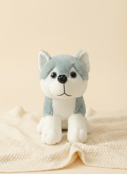 Premium Husky Stuffed Animal Plush Toy - 30cm Soft Cuddly Siberian Husky Dog, BIS Approved Safety Certified, Cute Puppy Plushie for Kids and Home Decor (Grey & White)