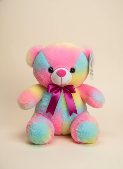 Premium Multi-Color Tie Teddy Bear (35cm) - BIS Approved Safety Toy with Cute Bowtie | Soft & Cuddly Plush Toy for Boys, Girls & Birthdays | Child-Safe Material