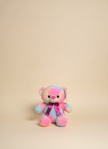 25cm Multi-Color Tie Teddy | BIS Approved Soft Toy | Colorful Cuddly Bear with Bowtie | Perfect Gift for Kids & Birthdays